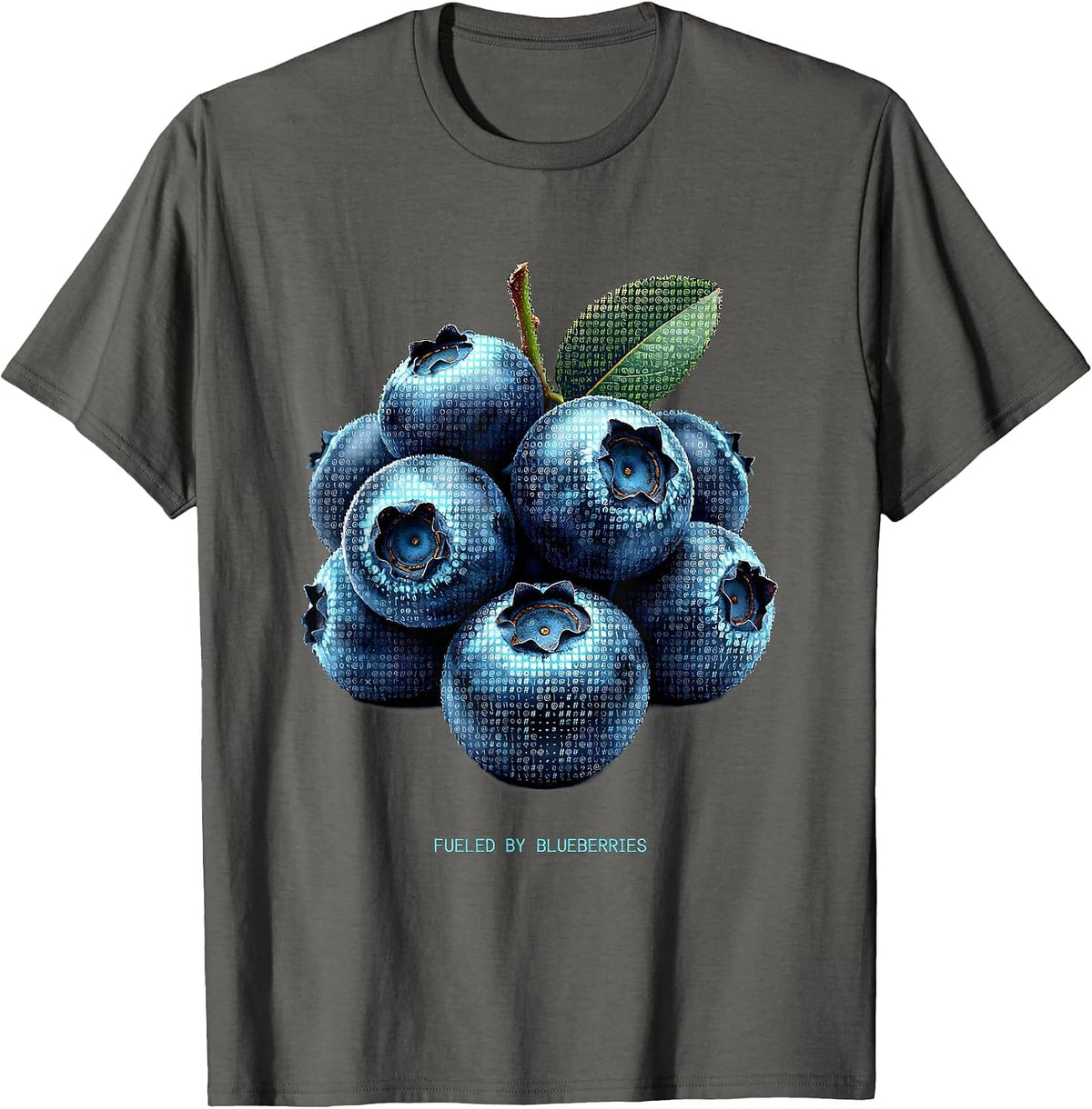 Men's Fueled by Blueberries Fruit Lover Design T-Shirt - Asphalt Grey