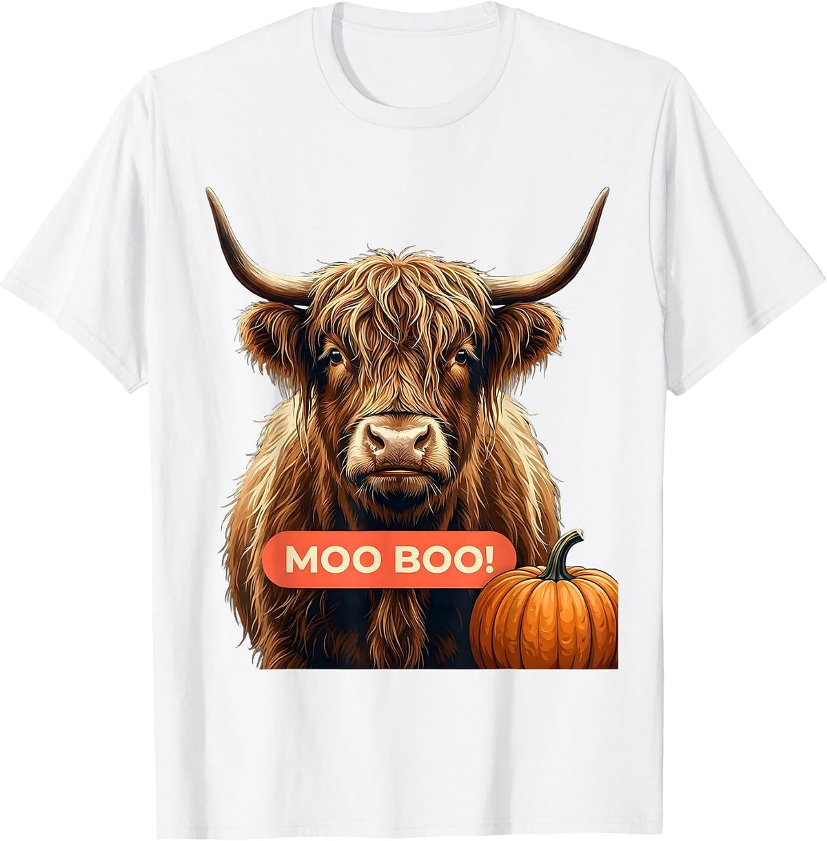 Men's Moo Boo! Funny Highland Cow Fall Halloween Pun Humor T-Shirt - White