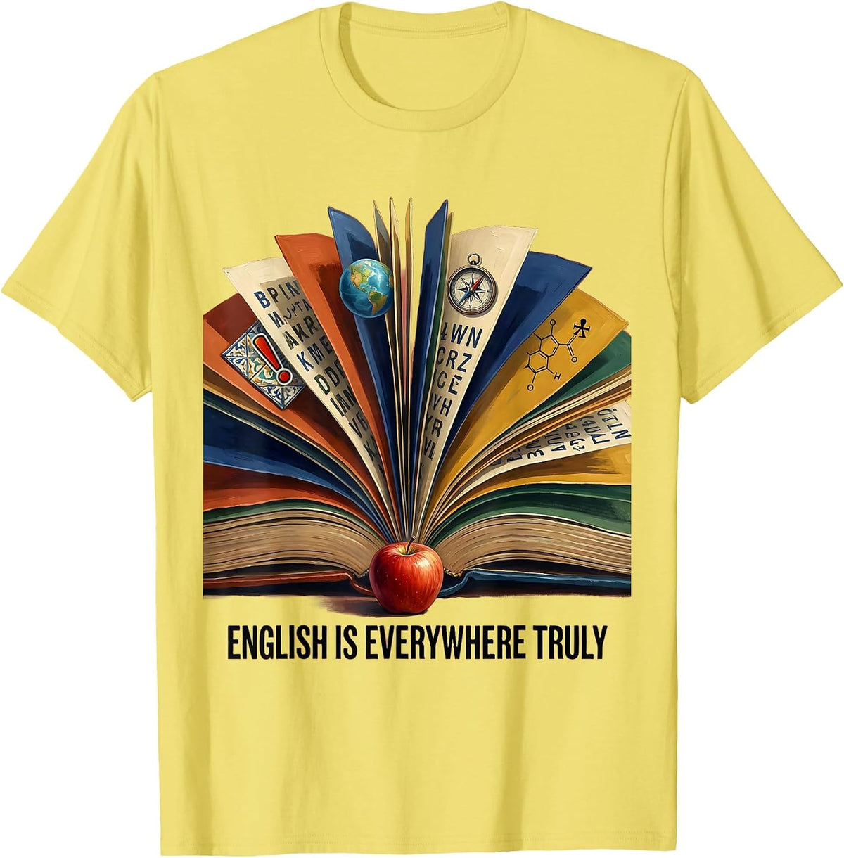 Men's English Is Everywhere Truly Teacher Design T-Shirt - Lemon Yellow