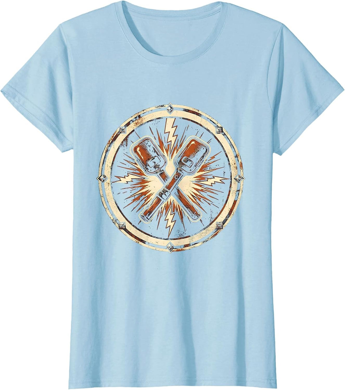 Women's EMT Defibrillator Paddles Electric Graphic T-Shirt - Baby Blue