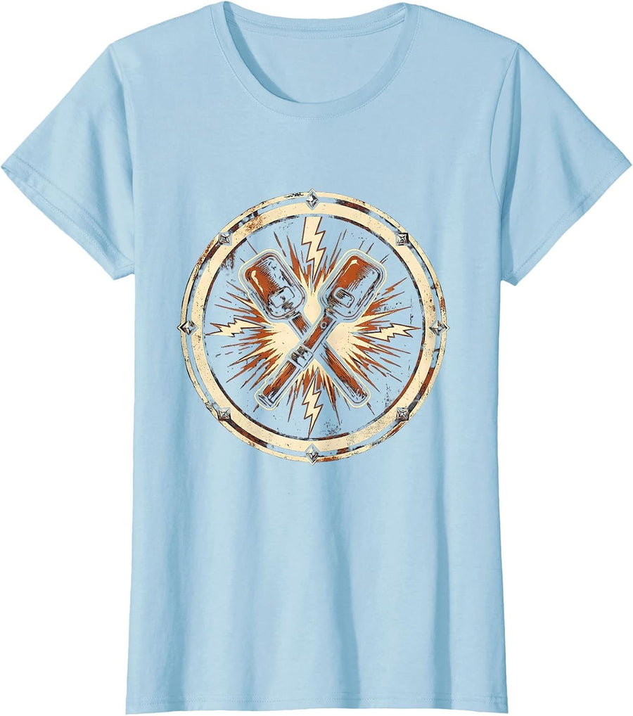 Women's EMT Defibrillator Paddles Electric Graphic T-Shirt - Baby Blue