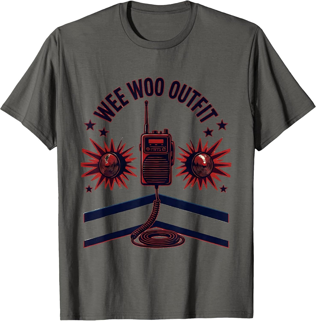Men's Wee Woo Outfit Screenprint Paramedic EMT Gag Humor T-Shirt - Asphalt Grey