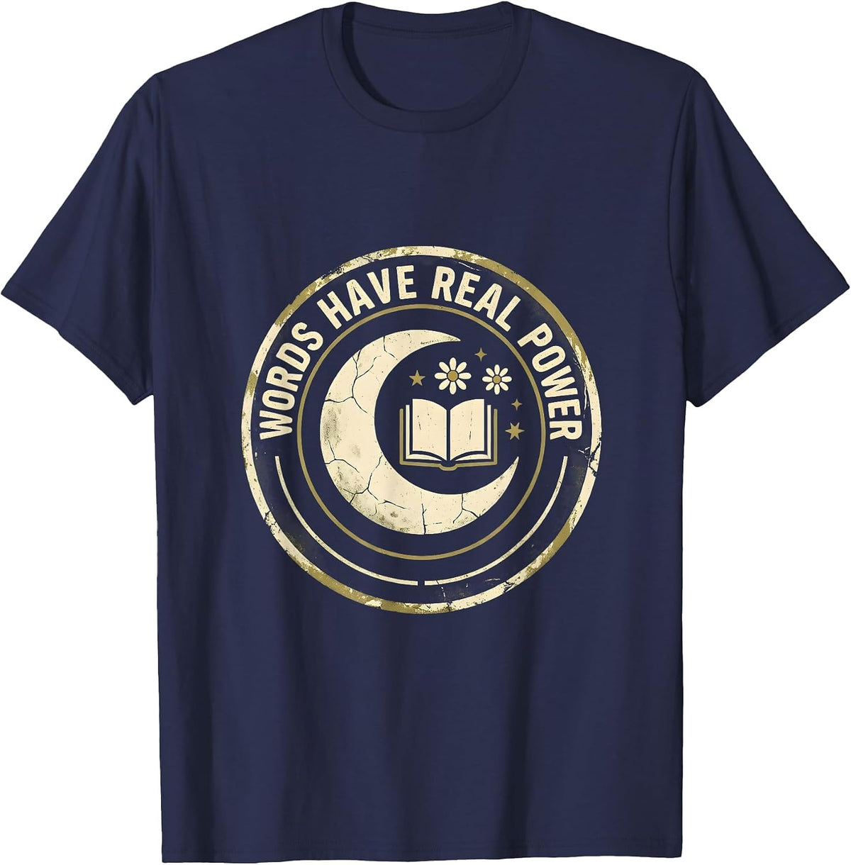 Words Have Real Power English Teacher Design T-Shirt - Navy Blue