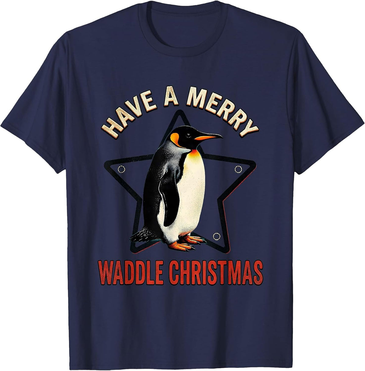 Have A Merry Waddle Christmas Funny Penguin Lover Holiday T-Shirt - Navy Blue