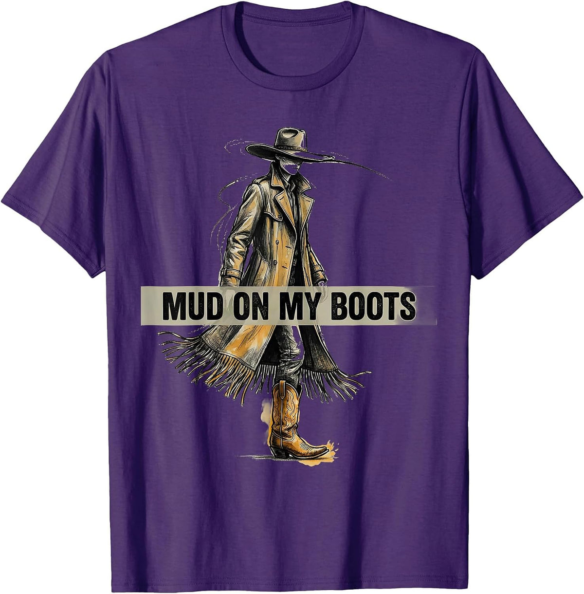 Men's Mud On My Boots Country Roots Design T-Shirt - Purple