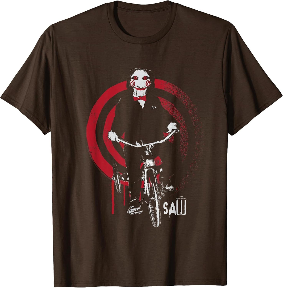 Saw Jigsaw on Bike T-Shirt - Brown