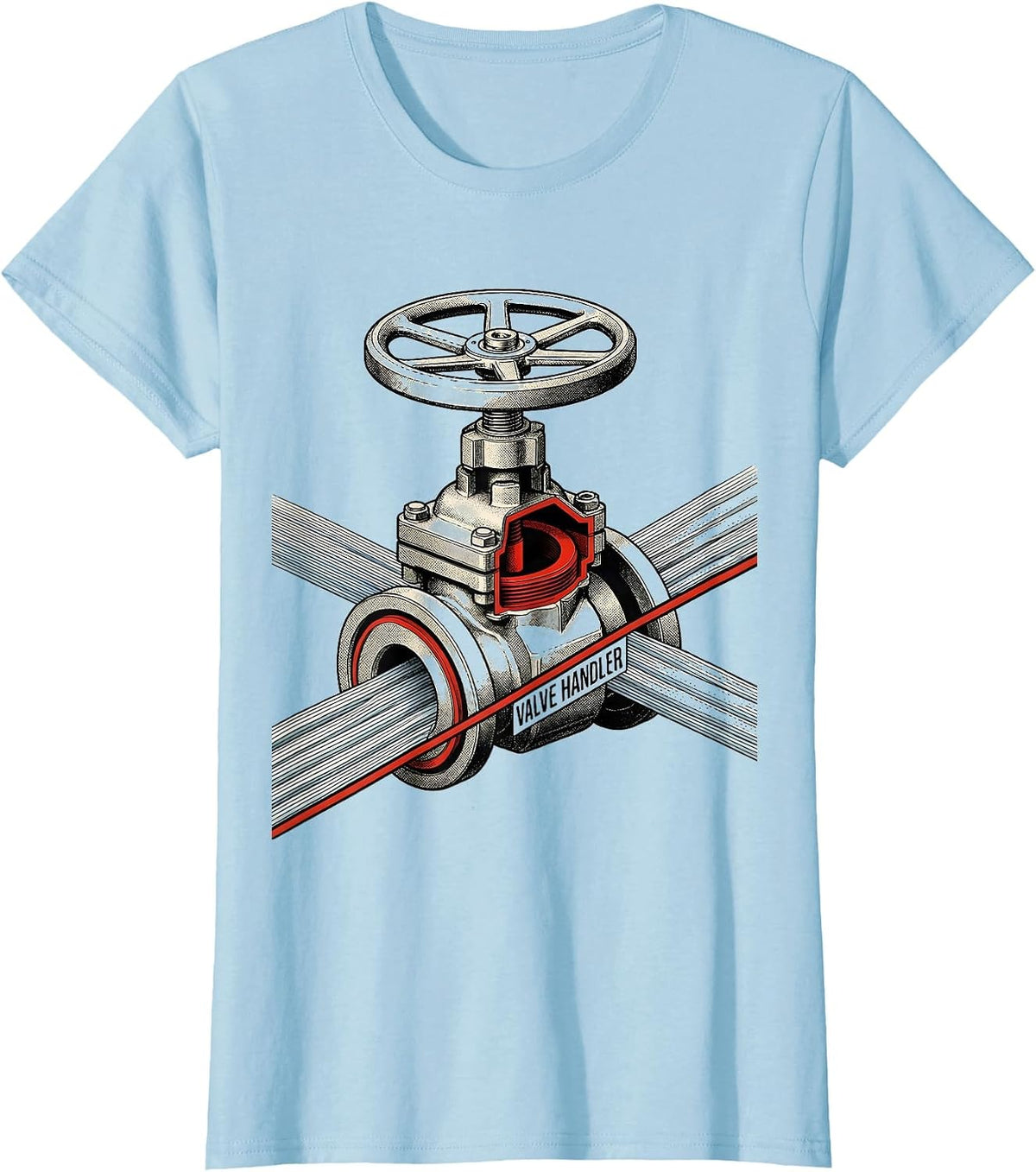Women's Valve Handler Funny Plumber Pipefitter Occupational Humor T-Shirt - Baby Blue