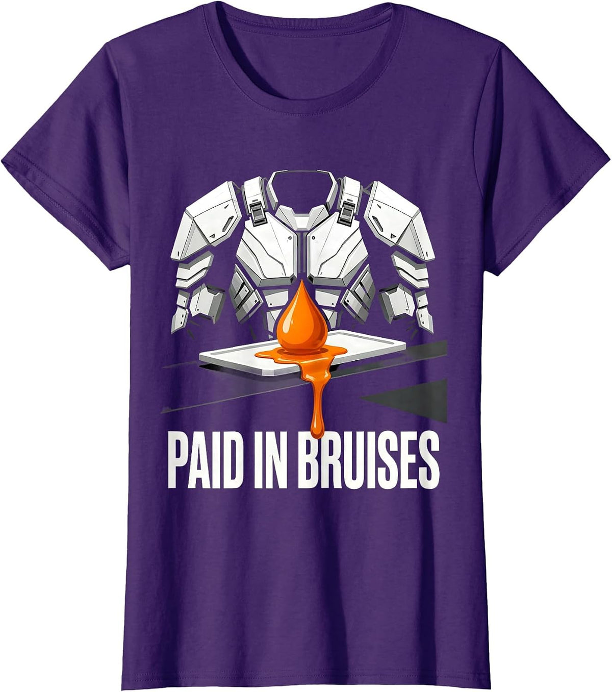 Women's Paid In Bruises Brutalist Football Lineman Offensive Line T-Shirt - Purple