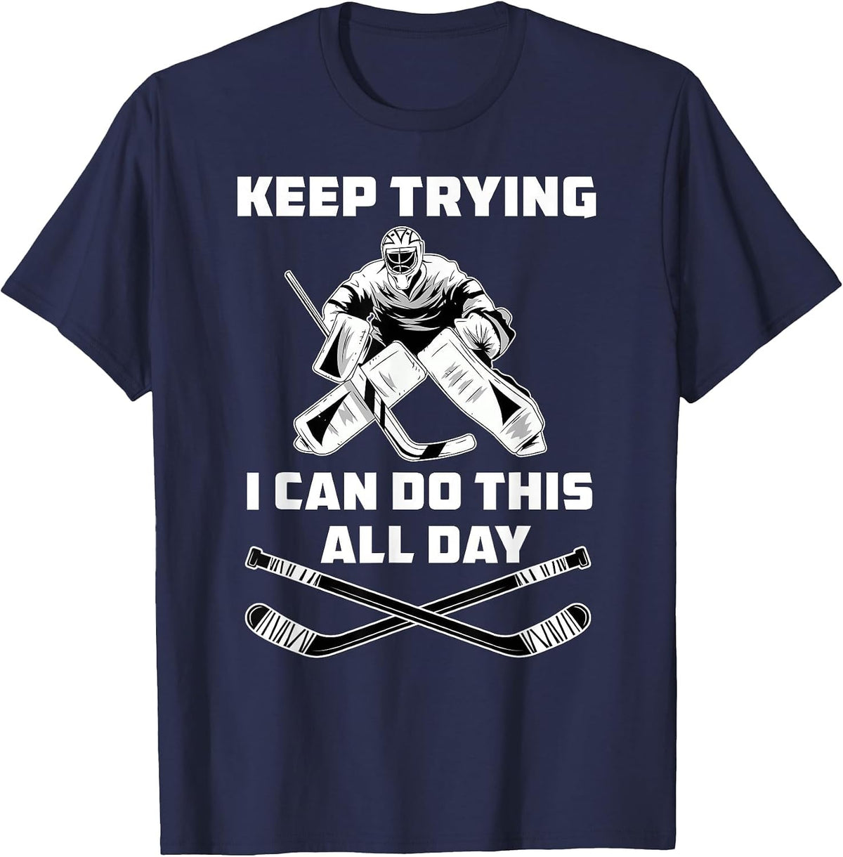 Funny Ice Hockey Goalie T-Shirt - Navy Blue