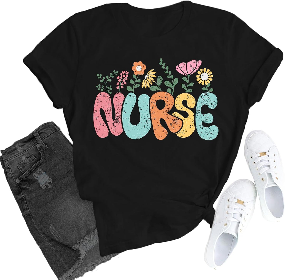 Nurse Shirts for Women Nursing Work Life Appreciation Week T-Shirt - Black
