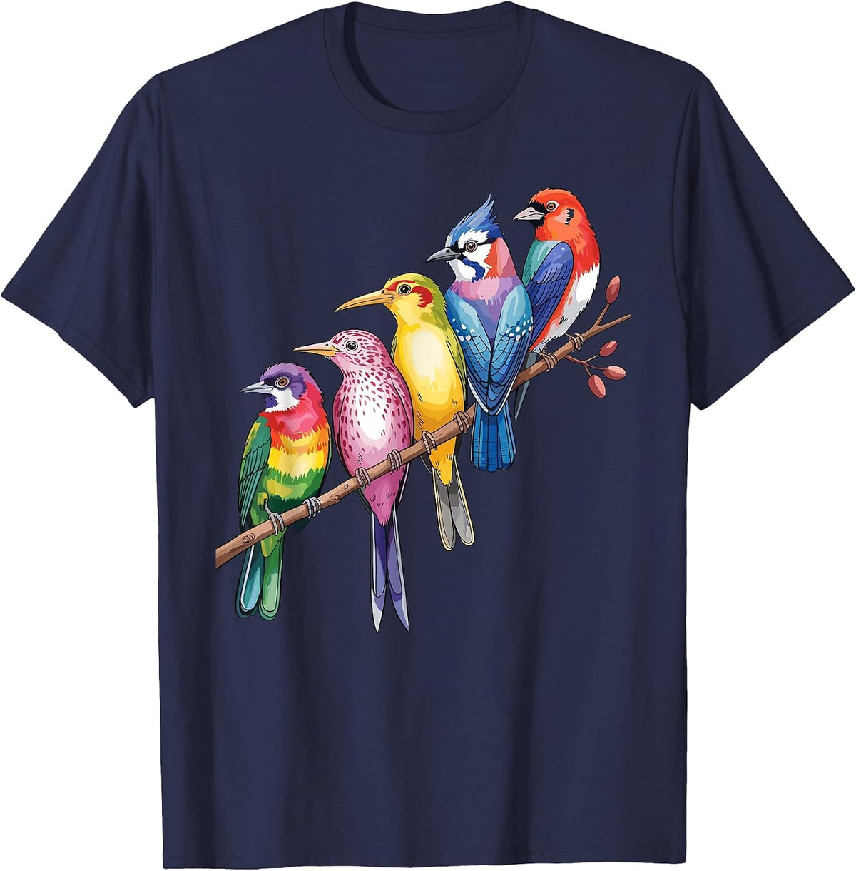 Cute Bird Art for Men Women Nerd Birdwatcher Bird Watching T-Shirt - Navy Blue