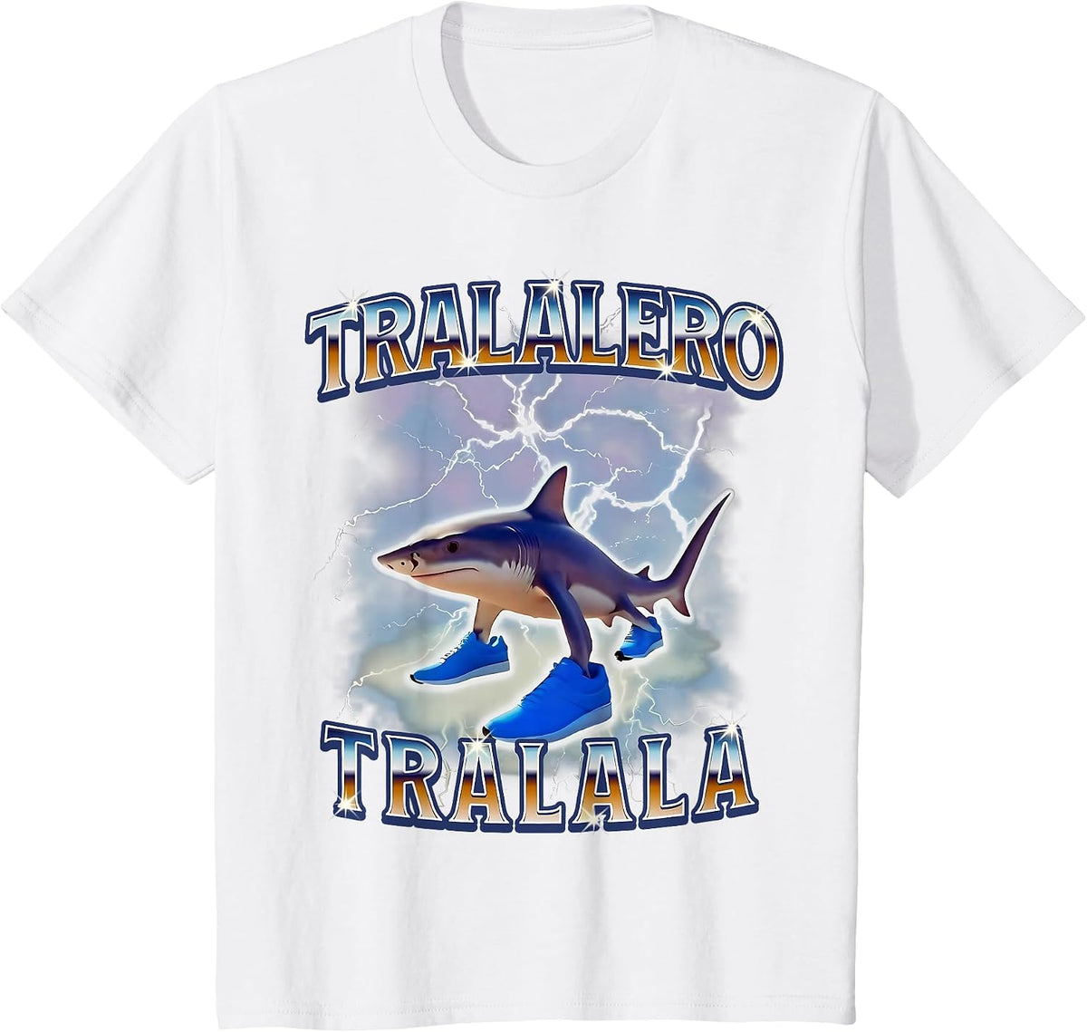 Tralalero Tralala Funny Shark Meme Bootleg T-Shirt - White