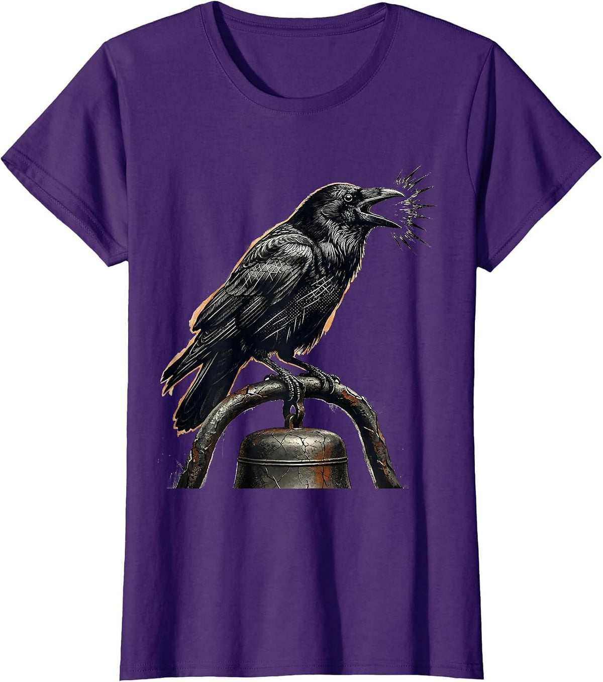 Women's F-Caw-F Crow Distressed Gothic Humor Halloween T-Shirt - Purple