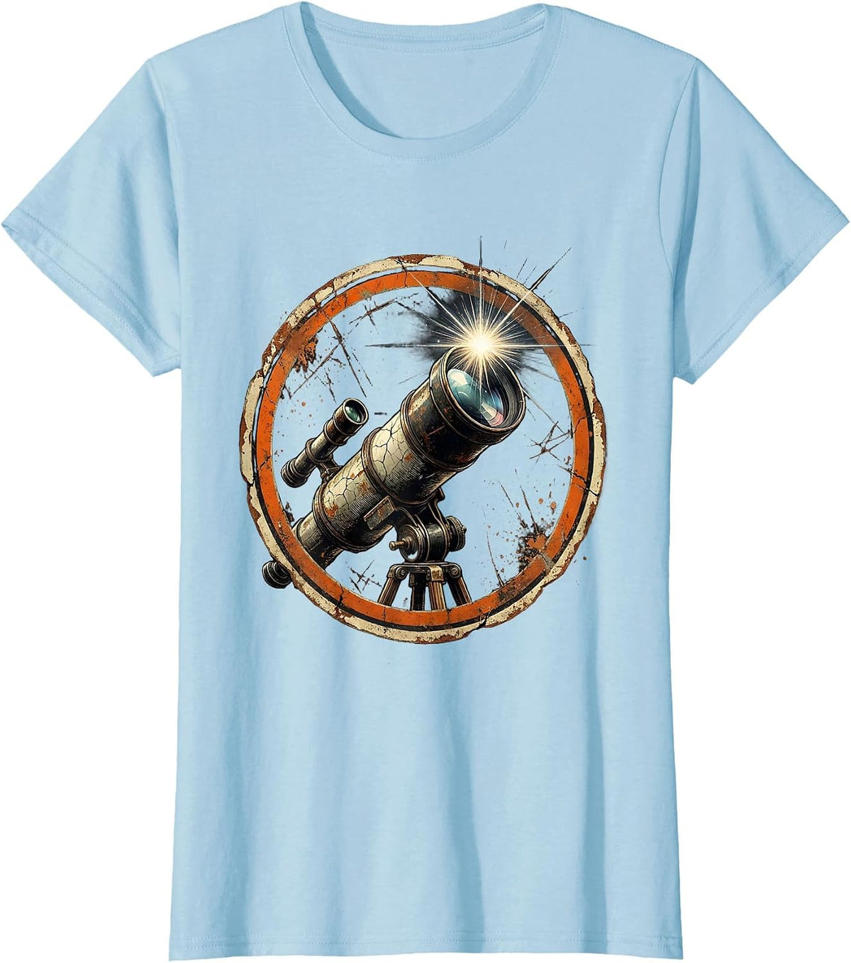 Telescope New Star Discovery Astronomy Art T-Shirt - Baby Blue