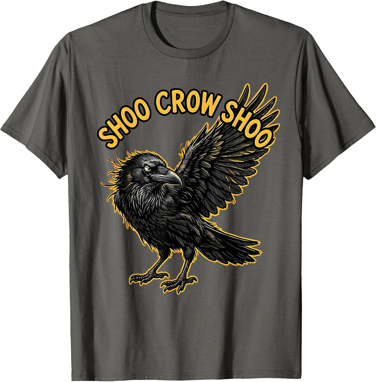 Men's Shoo Crow Shoo Fawk Off Crow Design T-Shirt - Asphalt Grey