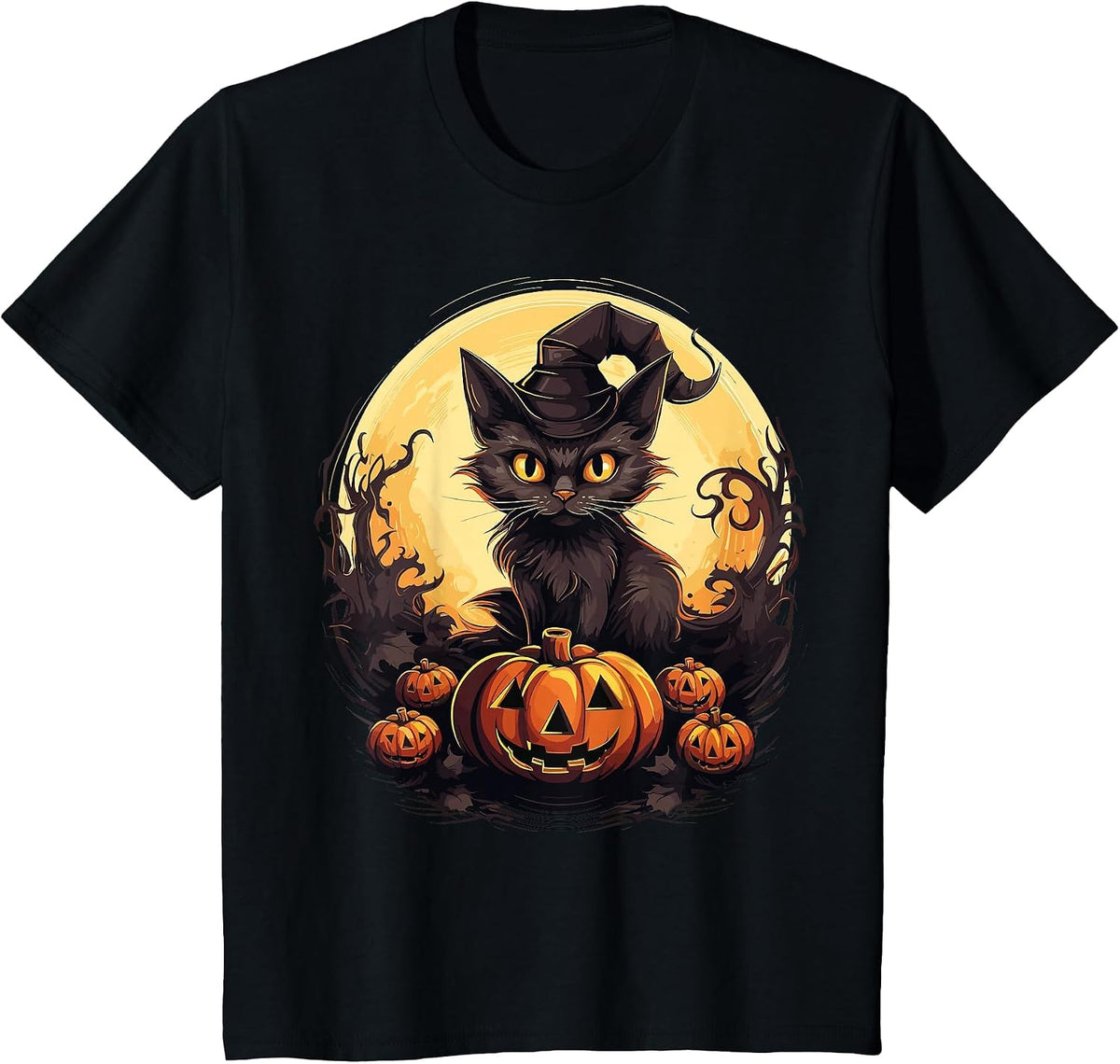 Halloween Black Cat T-Shirt - Black