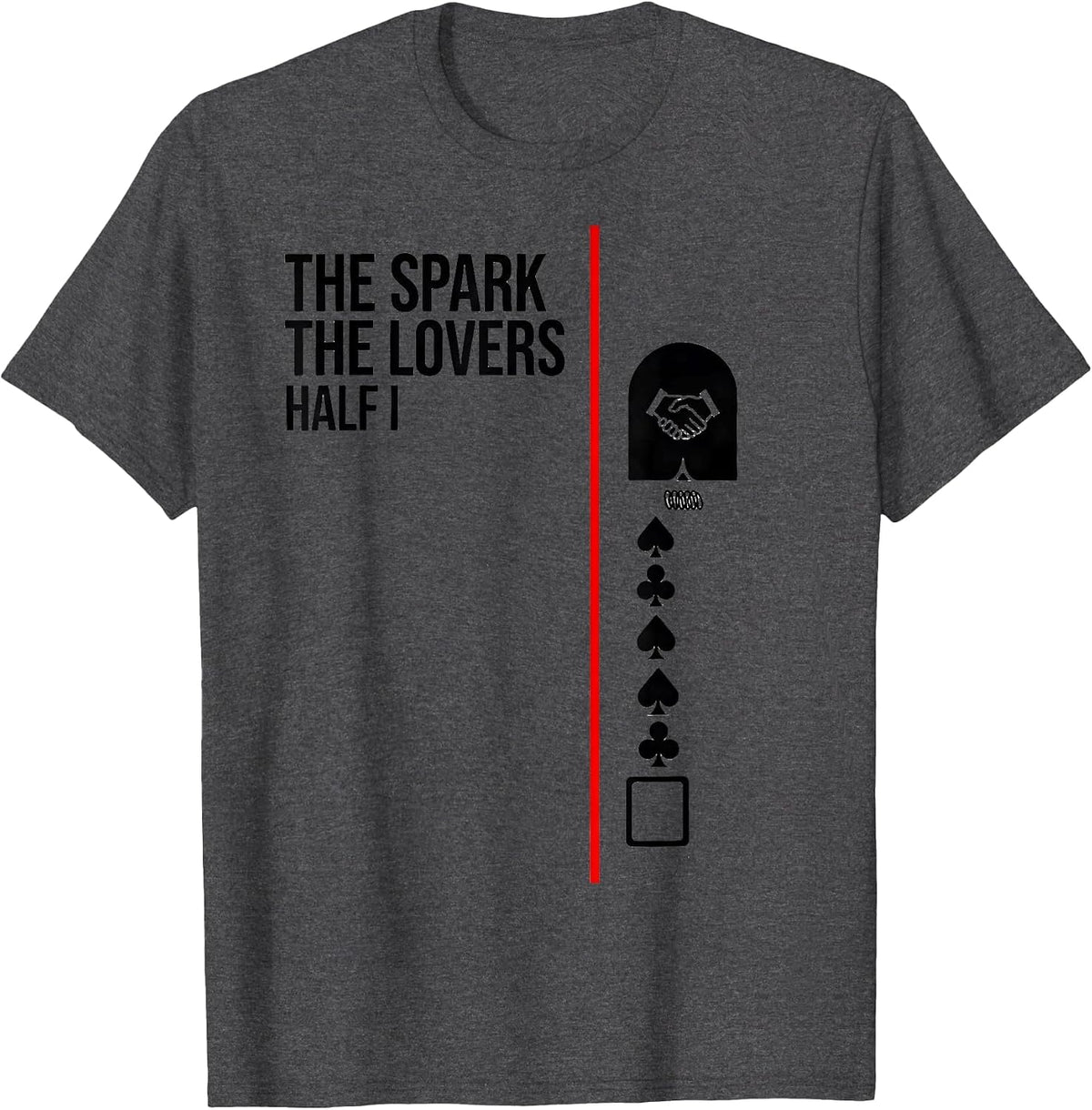 Men's THE SPARK THE LOVERS Half I Retro Horror Romance Valentine T-Shirt - Dark Heather Grey