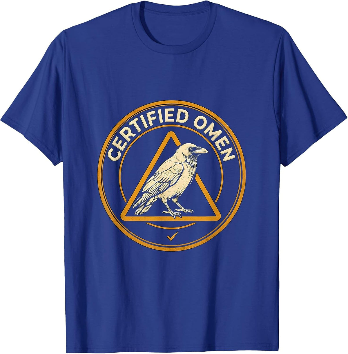 Men's Certified Omen Crow Silhouette Gothic Halloween Dark Humor T-Shirt - Royal Blue