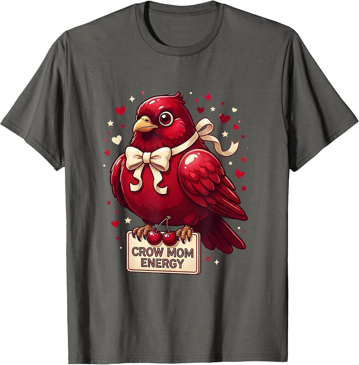 Men's Crow Mom Energy Bold Graphic Design T-Shirt - Asphalt Grey