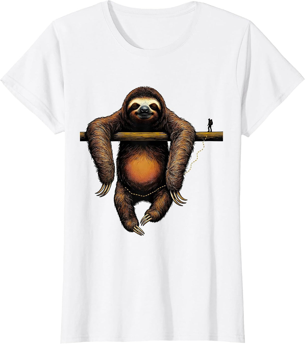 Sloth Lazy Humor Hiking Trail Poster Design T-Shirt - White