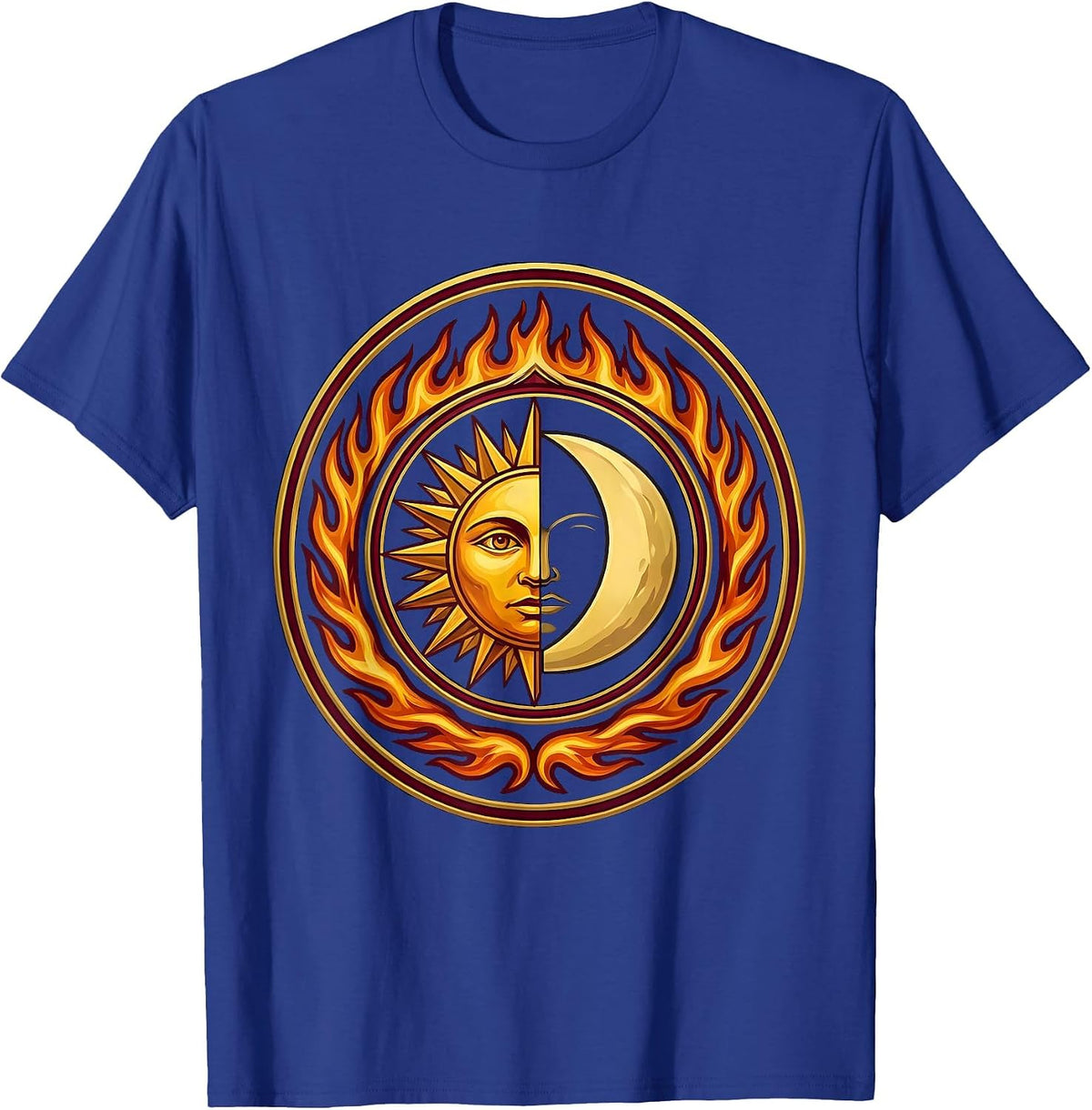 Sun and Moon Ring of Fire Celestial Eclipse T-Shirt - Royal Blue