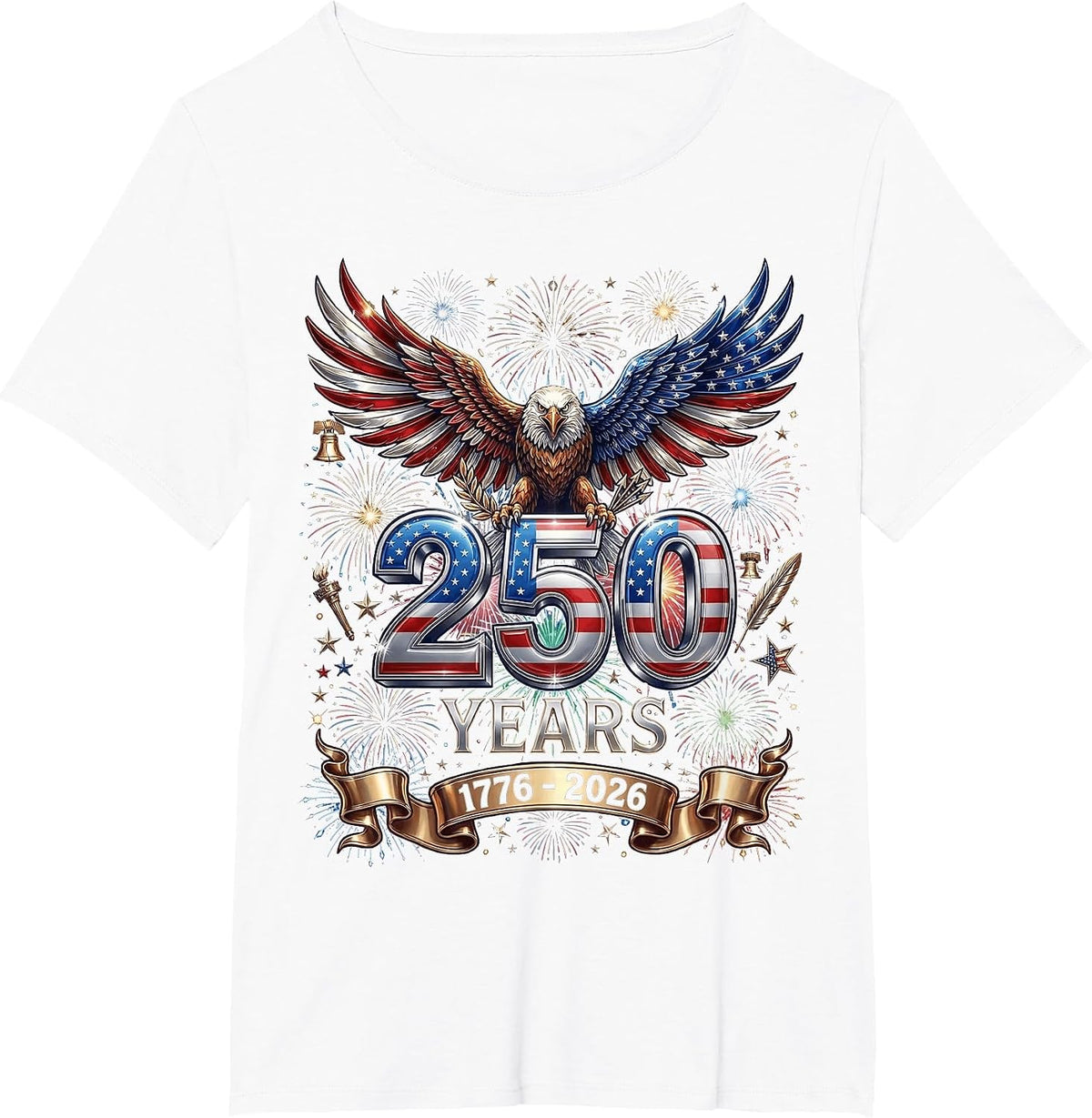 250 Years 1776 2026 4th of July Eagle 250th Anniversary USA T-Shirt - White