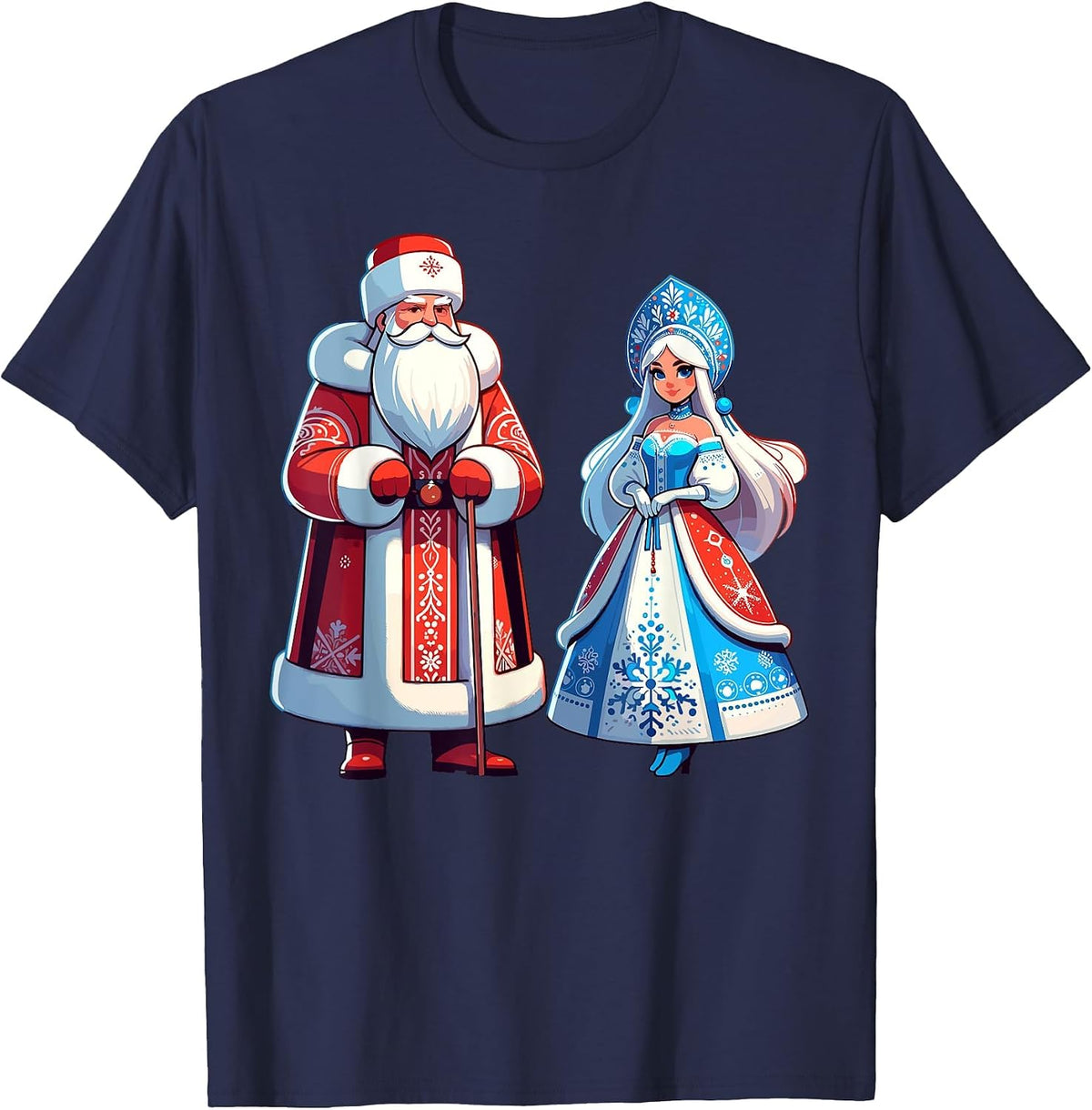 Ded Moroz Snegurochka Russia Russian Santa Claus Russian T-Shirt - Navy Blue
