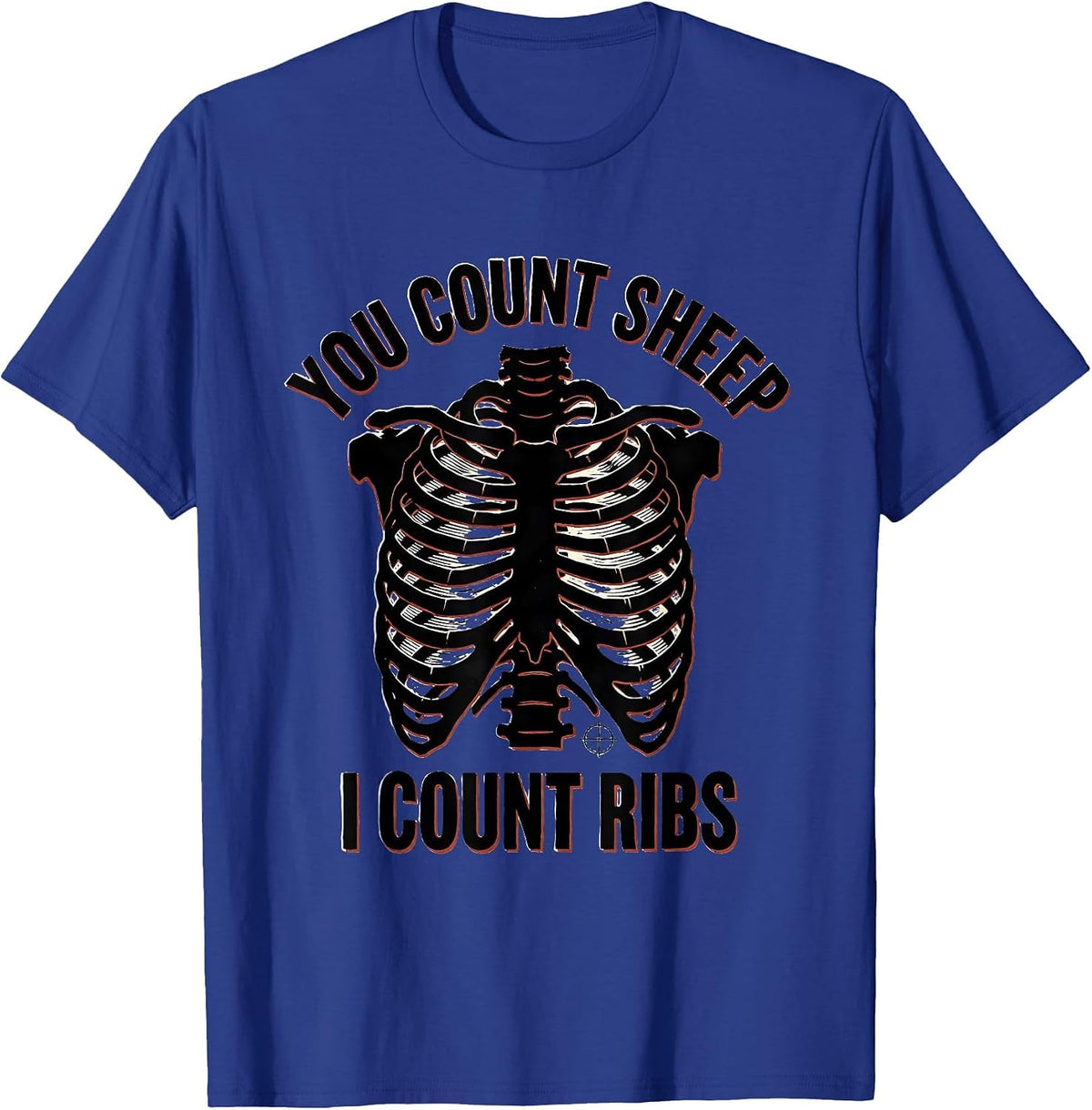 Men's You Count Sheep, I Count Ribs Linocut Radiology Tech Humor T-Shirt - Royal Blue