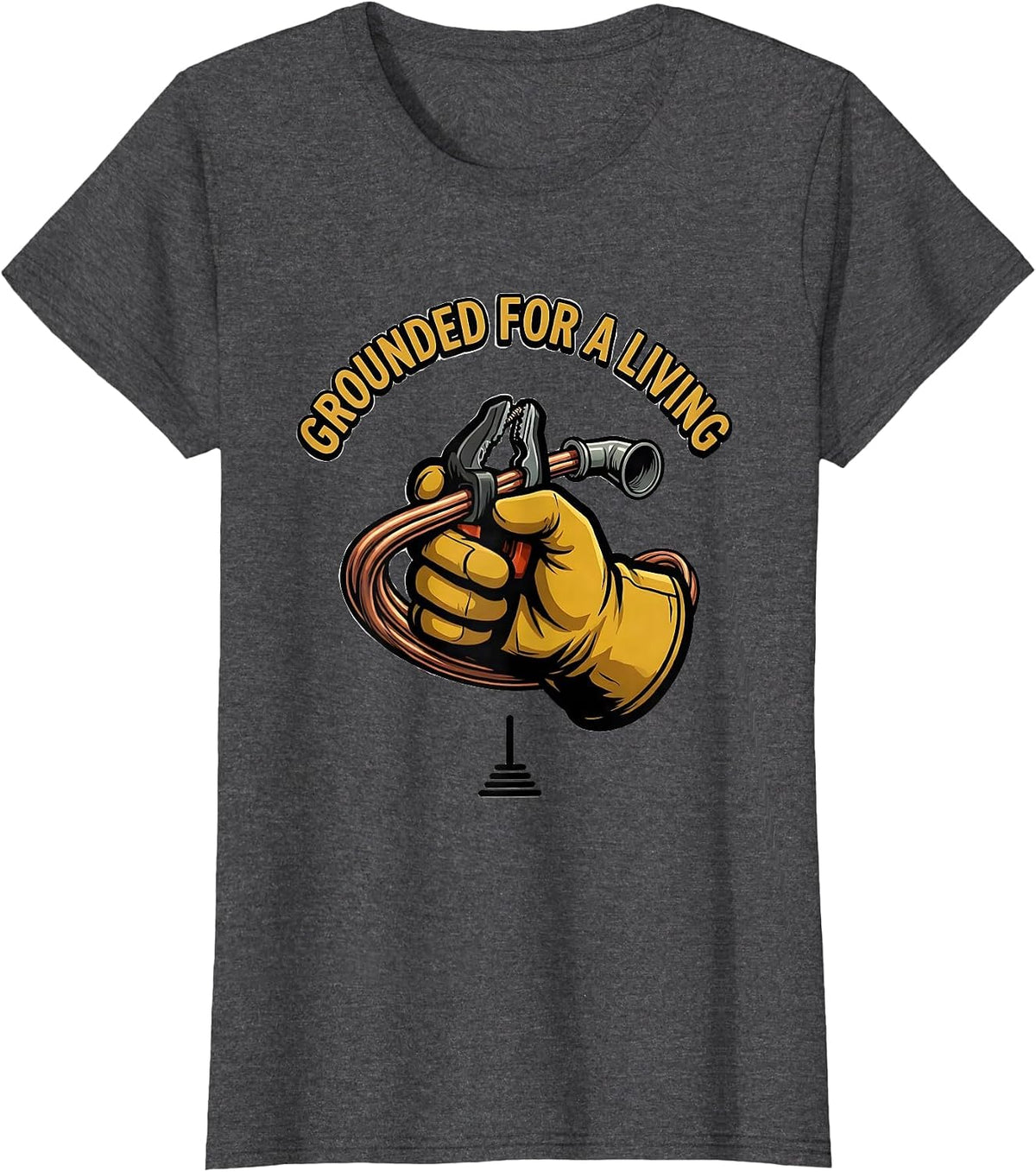 Women's Grounded For A Living Funny Electrician Gift Trade Humor T-Shirt - Dark Heather Grey