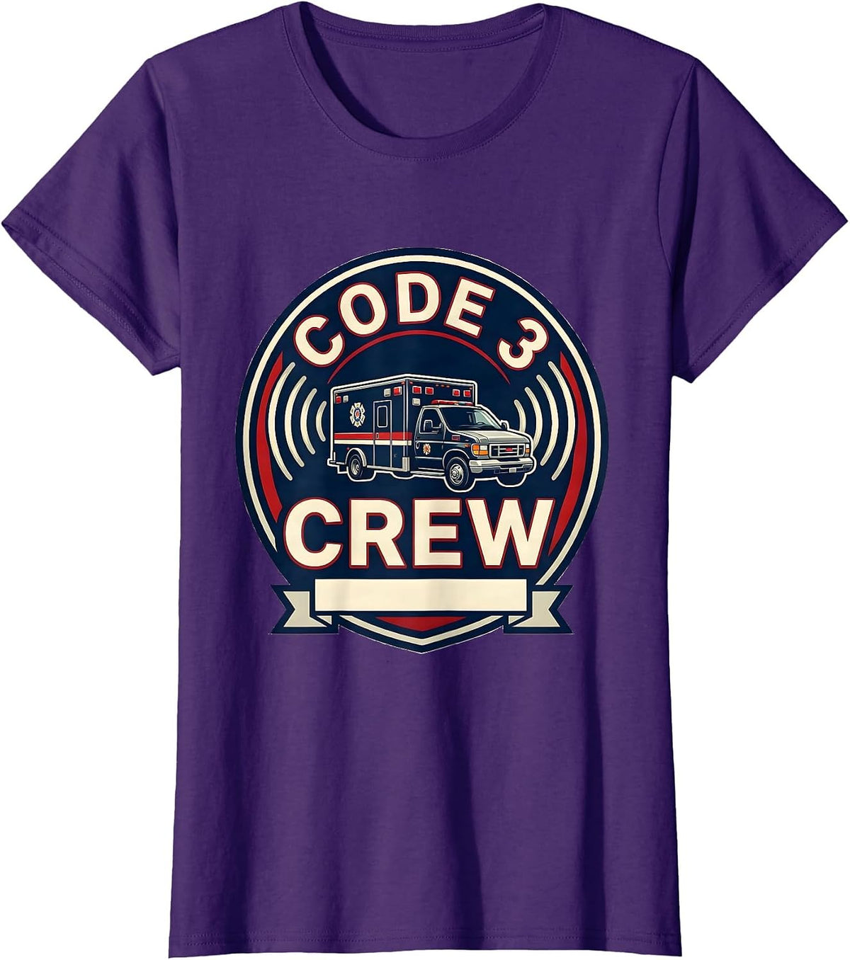 Women's Code 3 Crew EMS Paramedic EMT 911 Dispatcher Humor T-Shirt - Purple