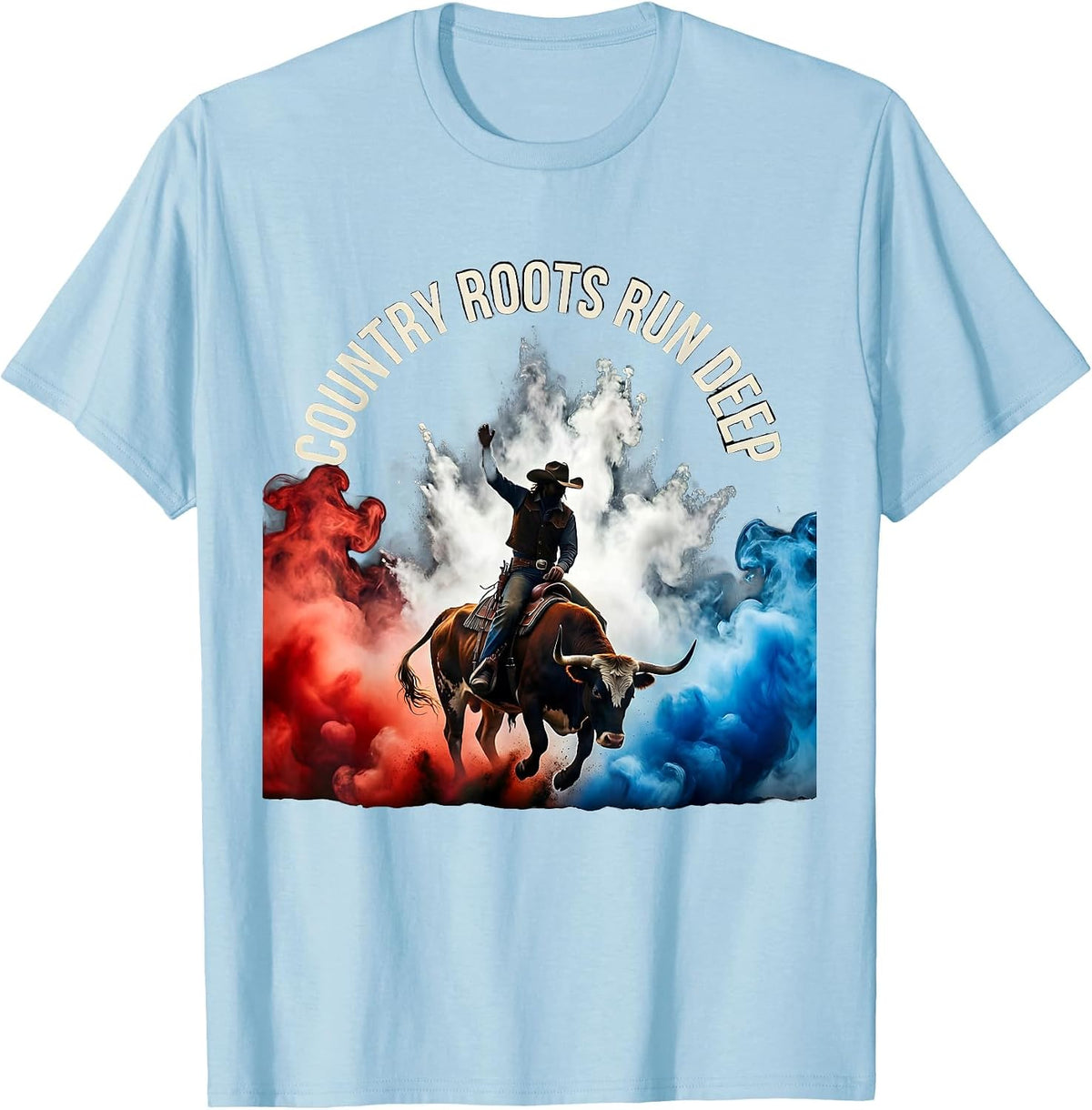 Men's Country Roots Run Deep Cow Women Design T-Shirt - Baby Blue