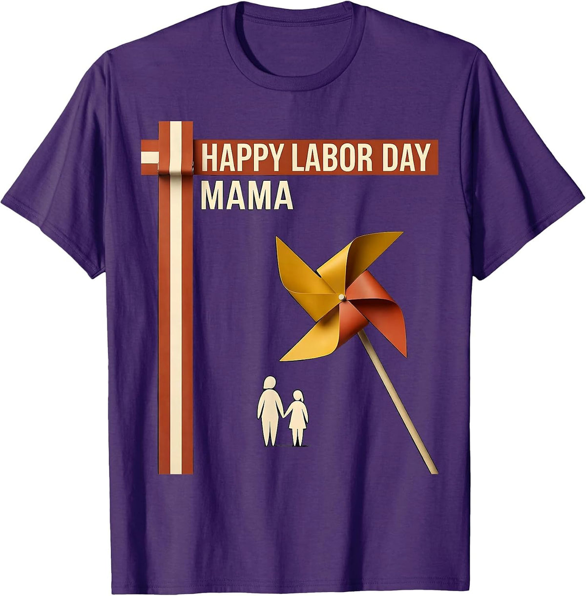 Men's Happy Labor Day Mama Midcentury Modern Patriotic Americana T-Shirt - Purple