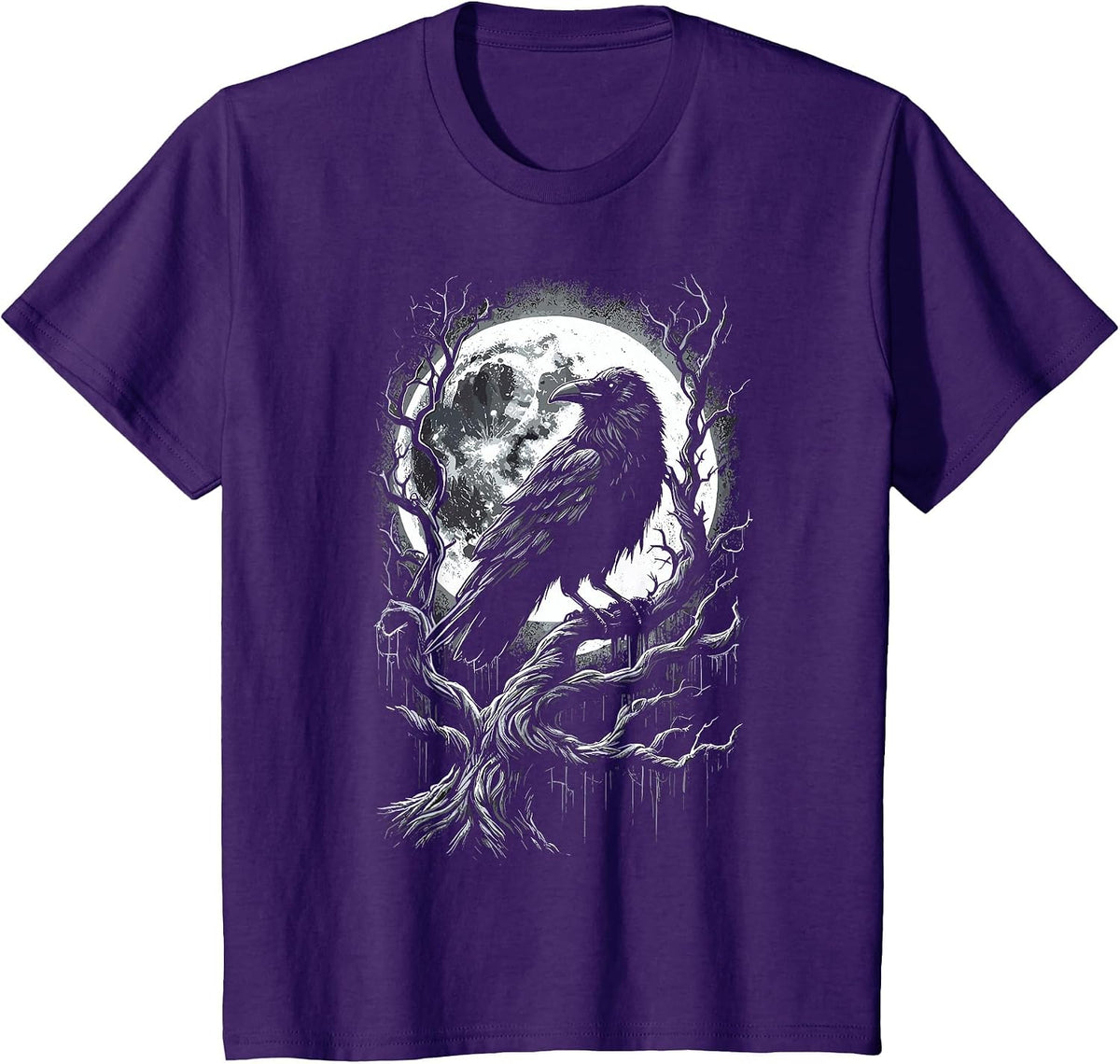 Black Crow Raven Bird T-Shirt - Purple