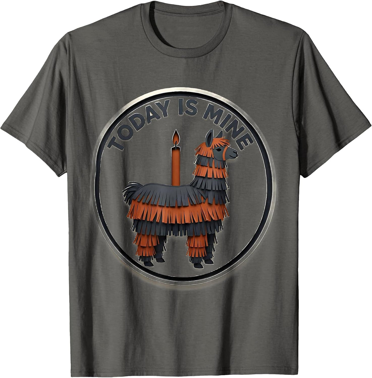 Today Is Mine Funny Llama Pinata Bruh Birthday Party T-Shirt - Asphalt Grey