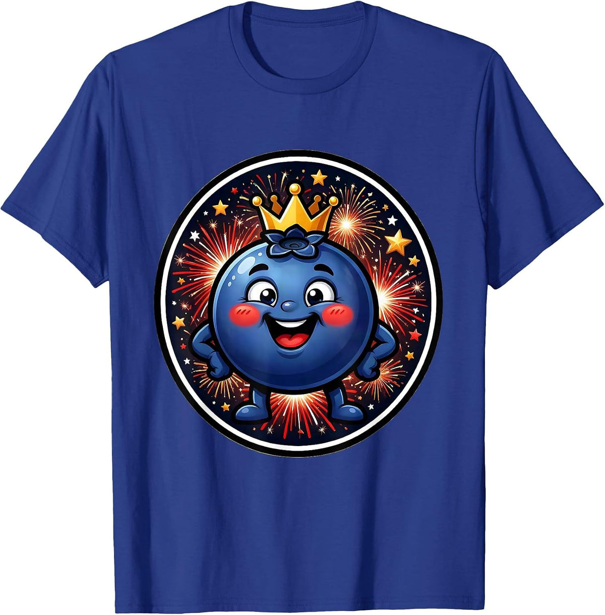Red White and Blueberry Patriotic Stars Graphic T-Shirt - Royal Blue