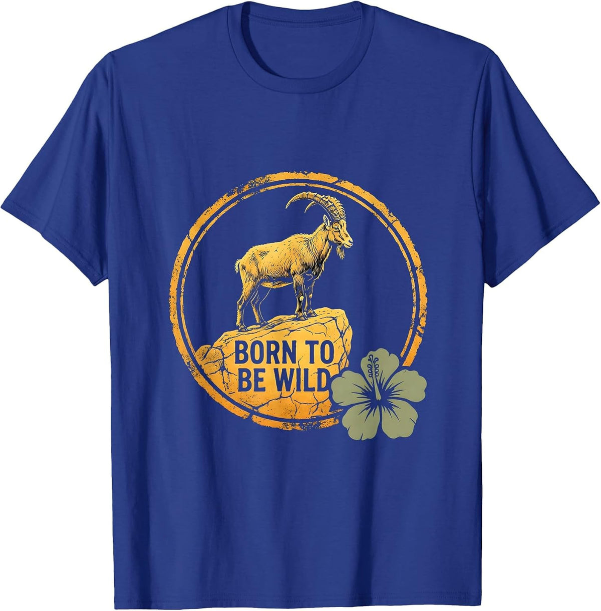 Men's Born to Be Wild Goat Graphic Design T-Shirt - Royal Blue