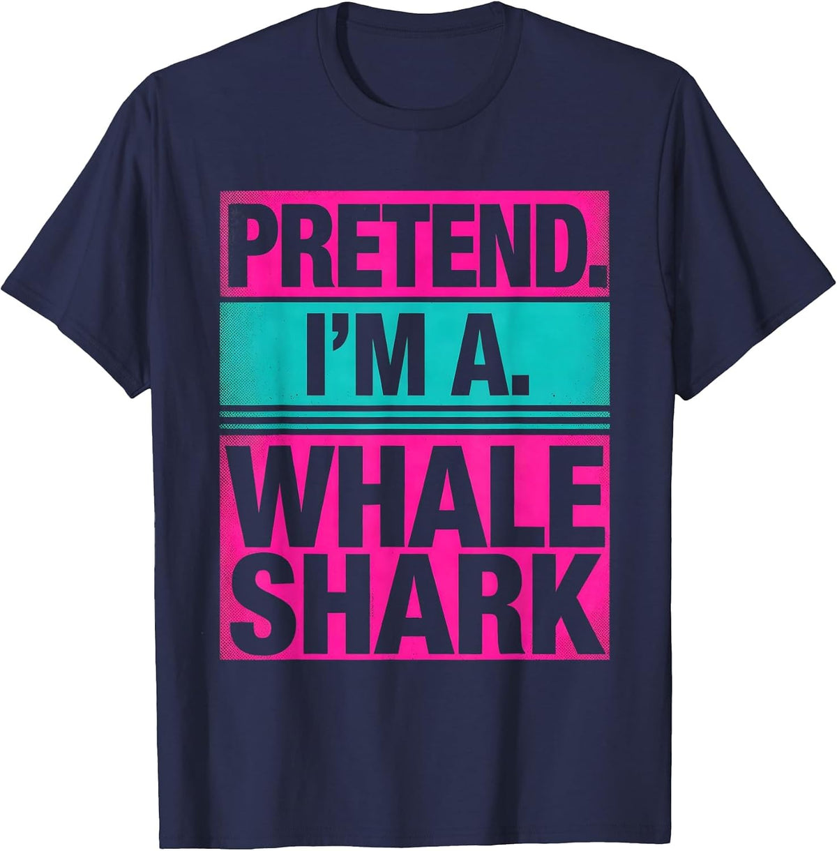 Pretend I'm A Whale Shark Risograph Lazy Halloween Costume T-Shirt - Navy Blue