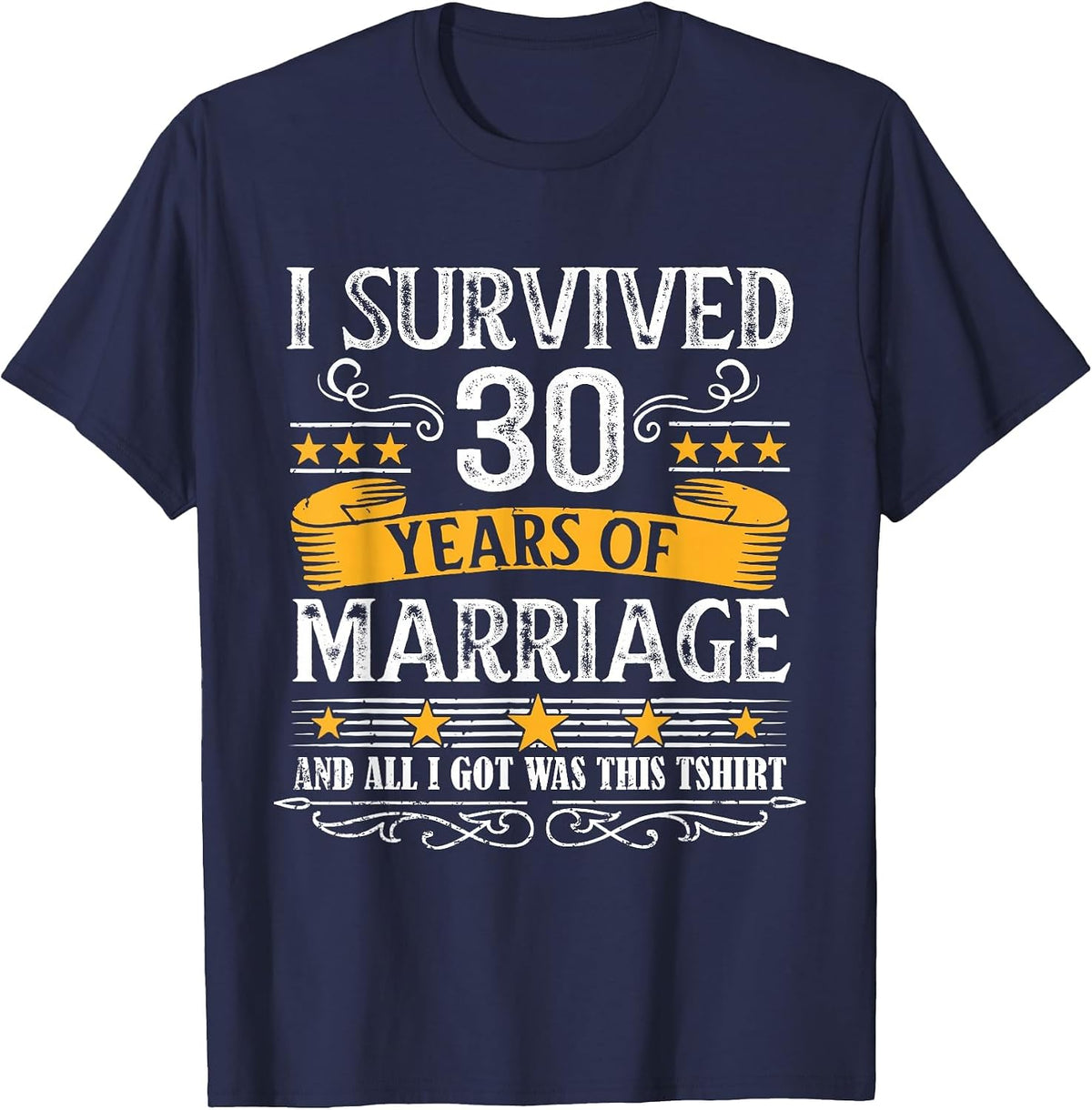 30th Wedding Anniversary Shirt Couples Husband Wife 30 Years T-Shirt - Navy Blue