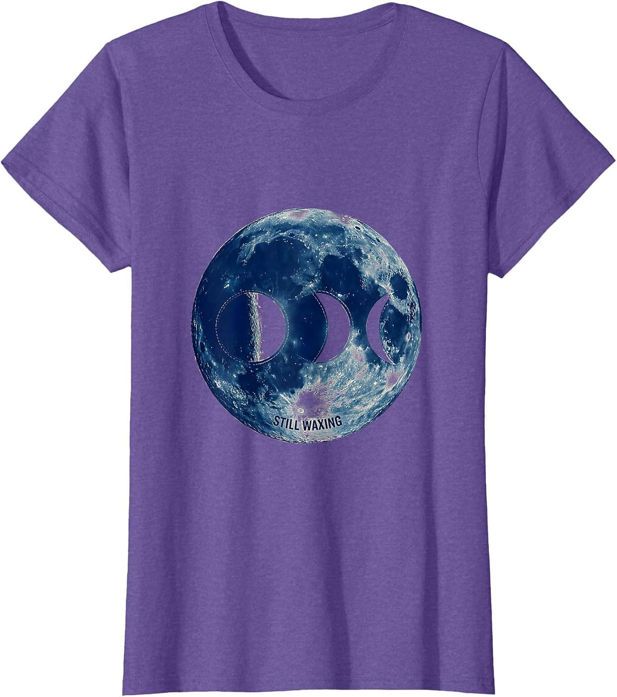 Still Waxing Cyanotype Lunar Phase Astronomy Astrology T-Shirt - Purple Heather
