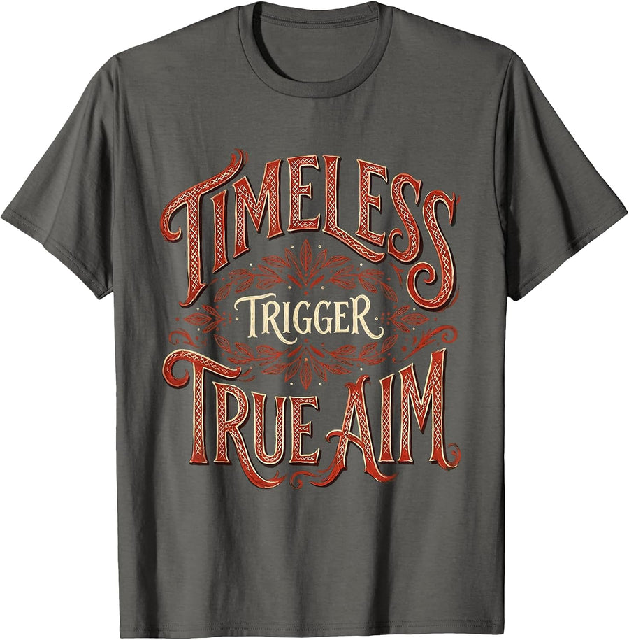 Retro Rifle Timeless Trigger True Aim Design T-Shirt - Asphalt Grey
