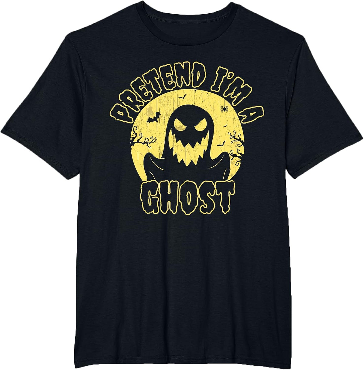 Pretend I’m A Ghost Funny Halloween Quote Vintage T-Shirt - Black