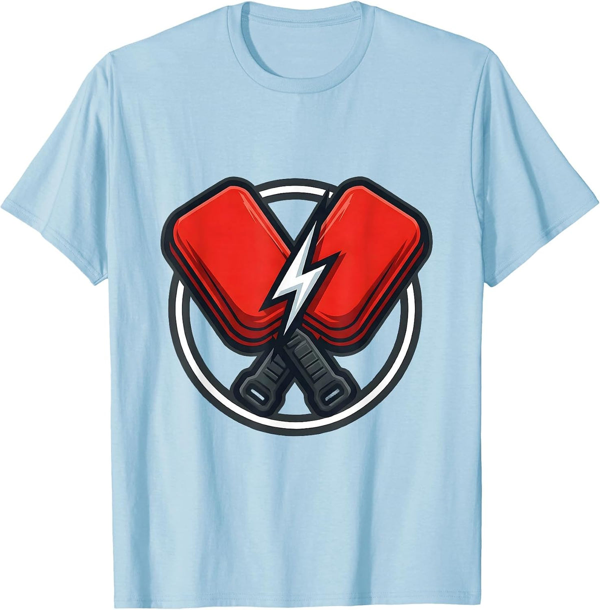 Men's EMT Defibrillator Paddles Electric Arc Graphic T-Shirt - Baby Blue