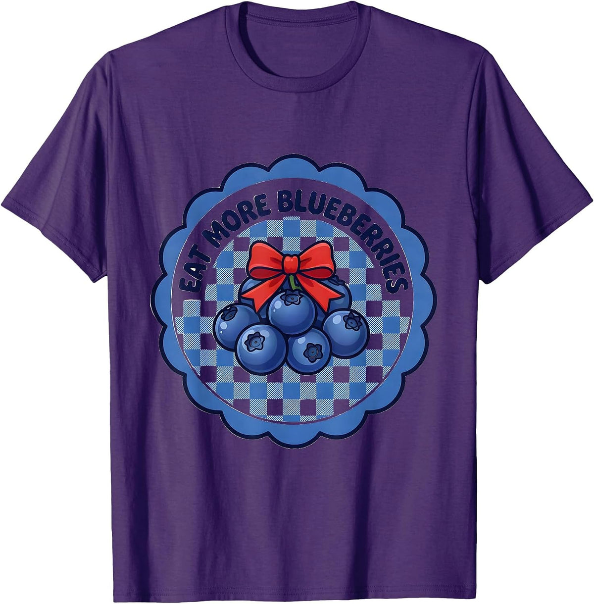 Red White and Blueberries Patriotic Fruit Design T-Shirt - Purple