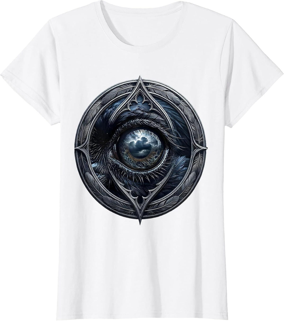 Women's Crow Eye Close-Up Sky Reflection Graphic T-Shirt - White