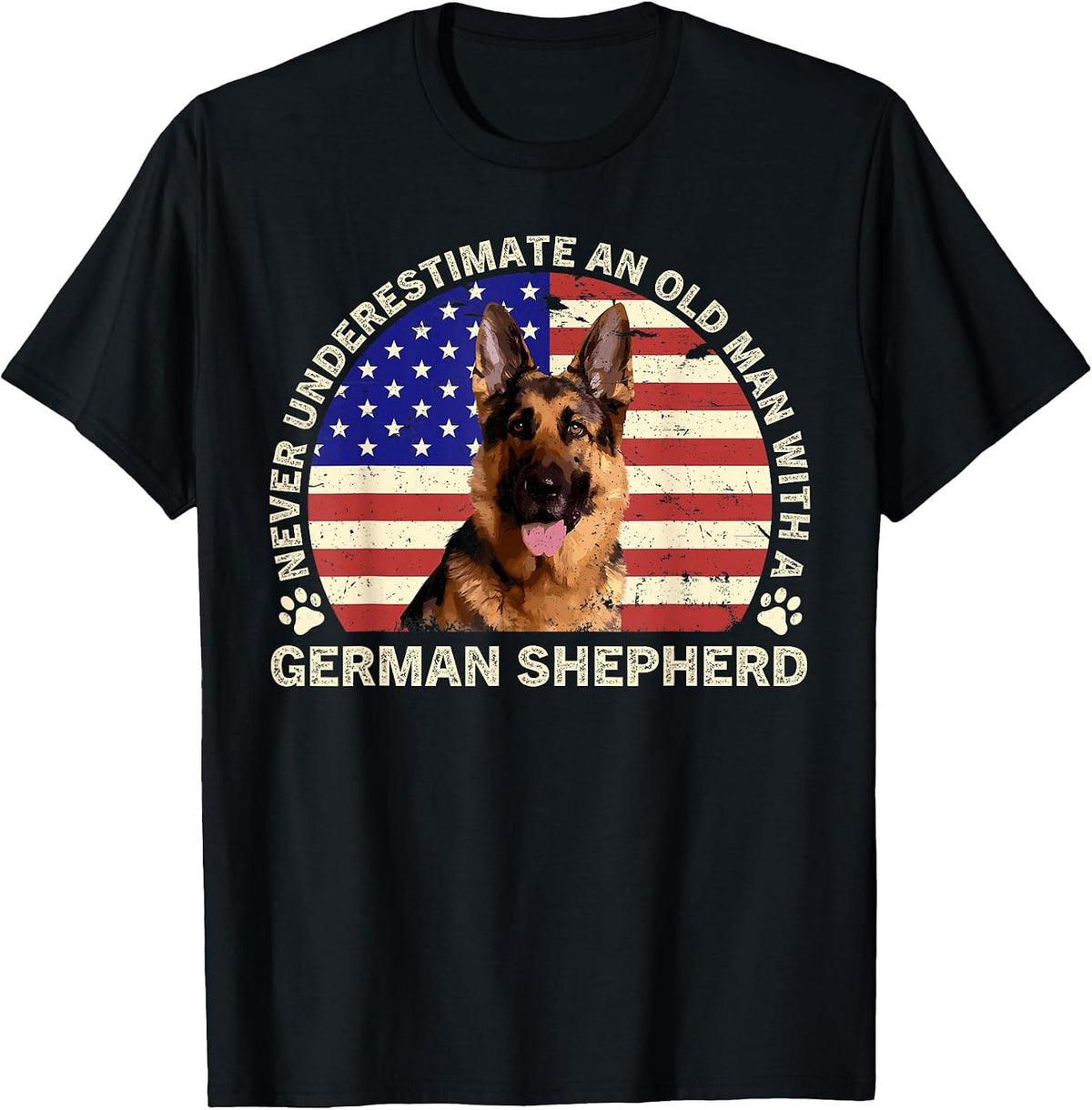 Never Underestimate an Old Man with A German Shepherd T-Shirt - Black