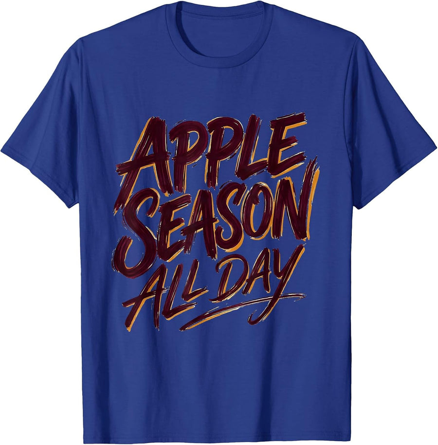 Apple Season All Day Apple Picking Design T-Shirt - Royal Blue