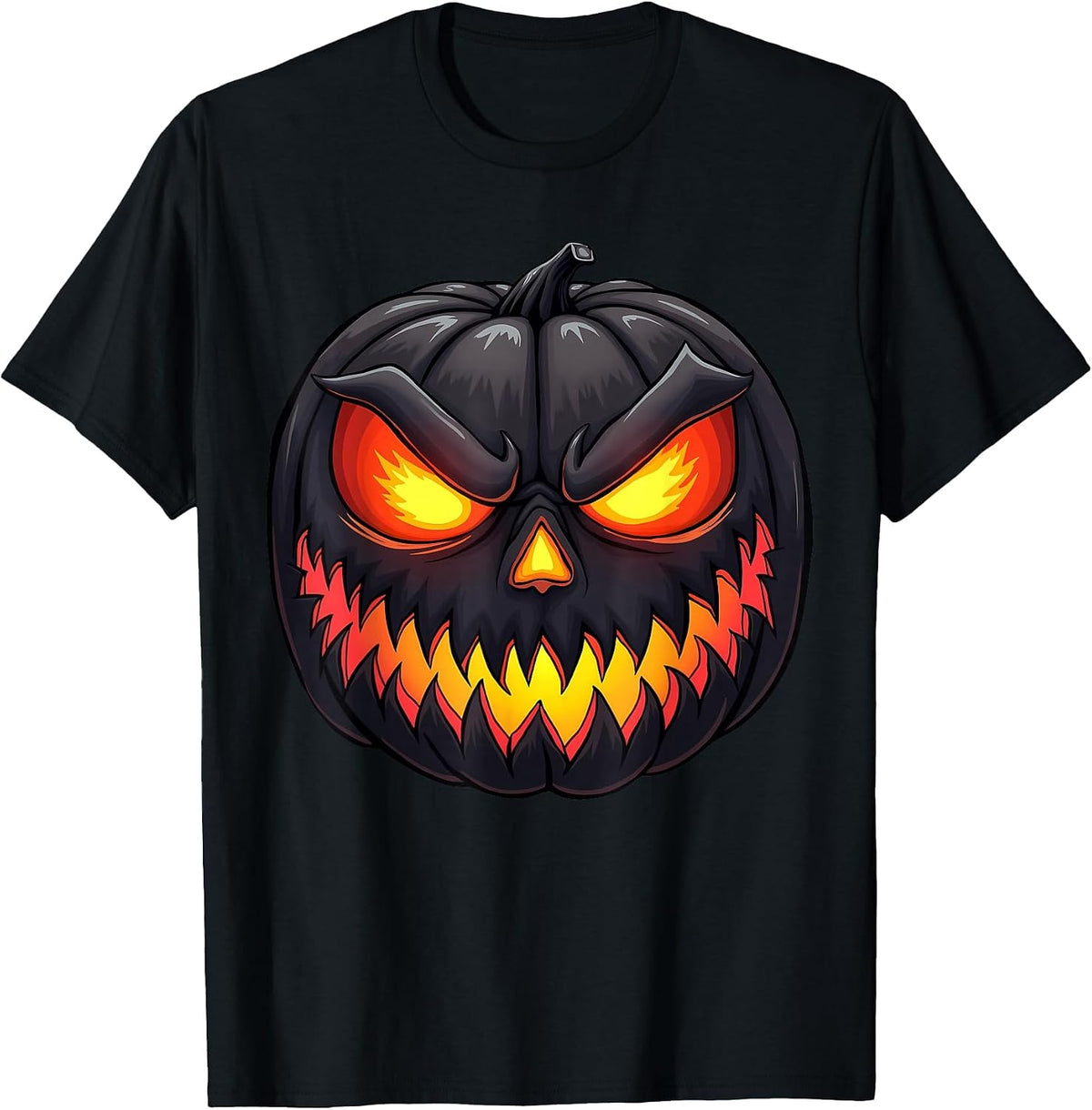 Scary Jack O Lantern Creepy Pumpkin Face Halloween Costume T-Shirt - Black