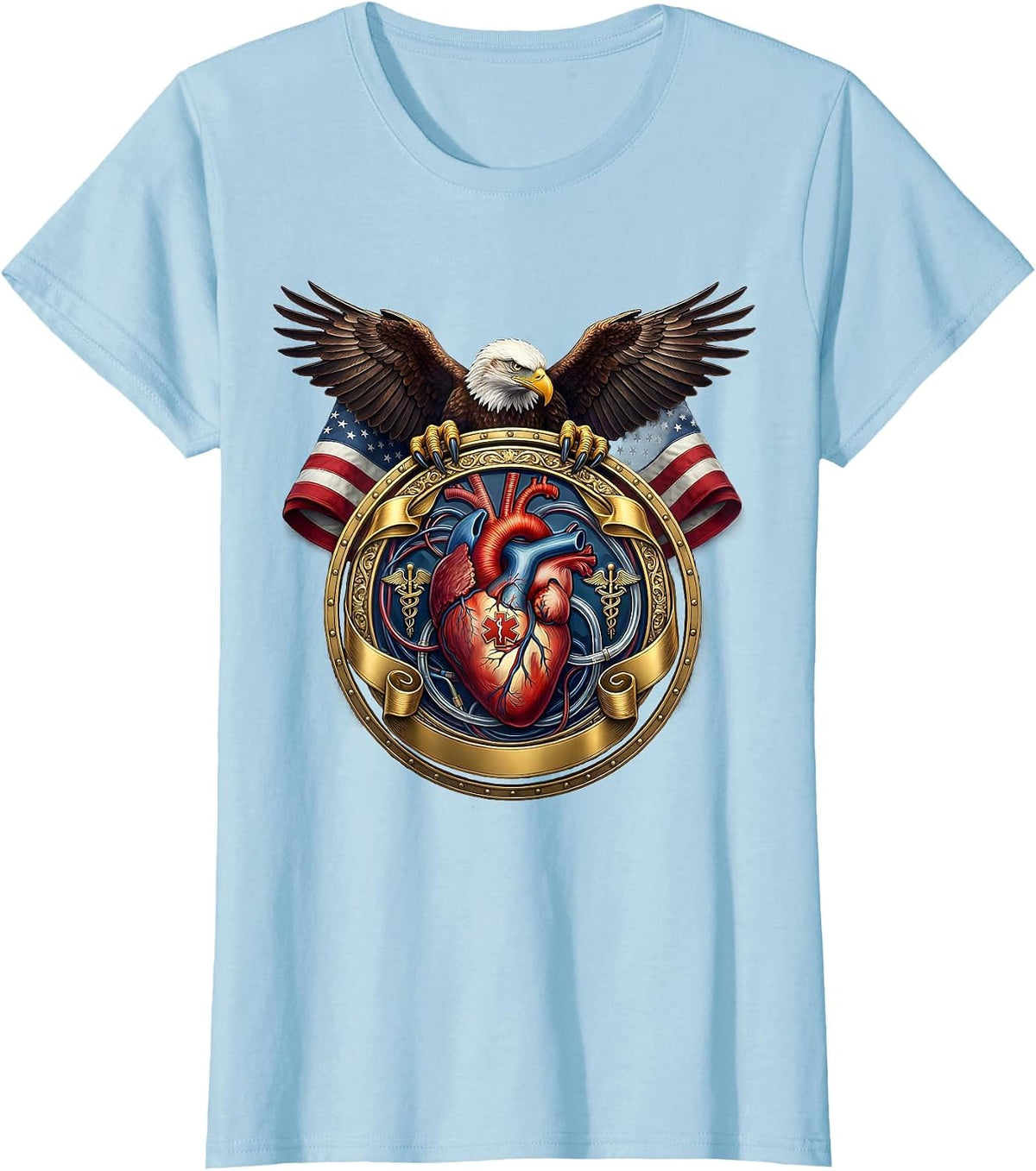 Anatomical Heart IV Tubing Emergency Department T-Shirt - Baby Blue