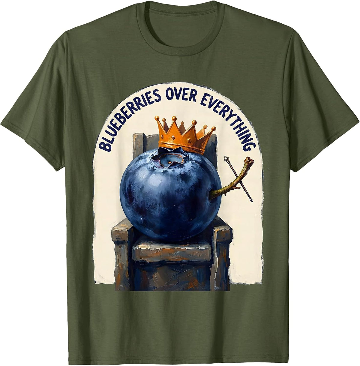 Men's Blueberries Over Everything Fruit Lover Design T-Shirt - Olive Green