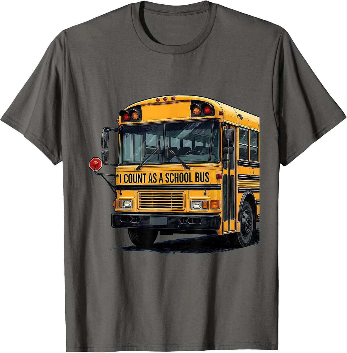 I Count As A School Bus Funny School Bus Driver Halloween T-Shirt - Asphalt Grey